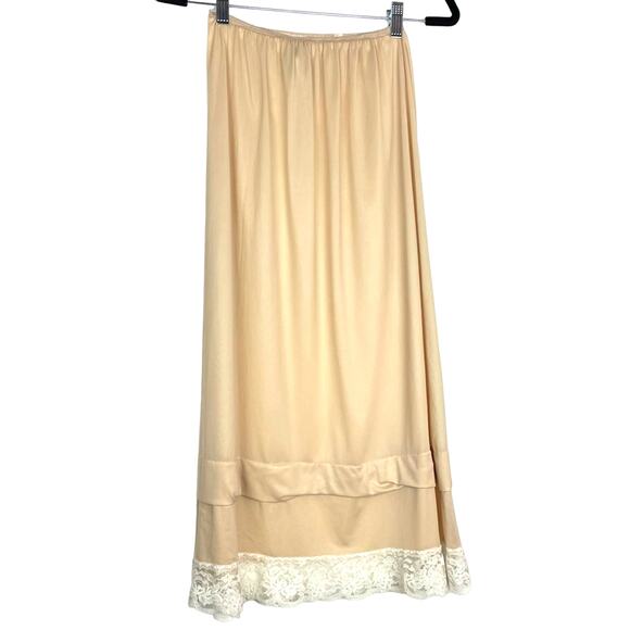 Vintage Lace Slip Skirt Small Tan Nude - Picture 1 of 6